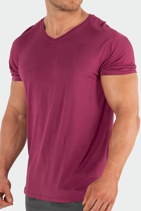 T-shirt à col en V du fabricant pour hommes 100% Fibre de bambou Super Soft Tee Anti-Shrink Unlined Activewear With Embroidered Techniques - Product Image 4