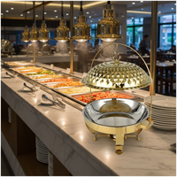 Réchaud de buffet suspendu de luxe en acier inoxydable doré à motif diamant, chauffant à l'alcool, pour la conservation de la chaleur, idéal pour hôtels et restaurants