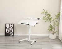 Bureau mobile ADA retourné 0-90 Angle Double couche Portable bureau debout hauteur réglable quatre roues verrouillées Table
