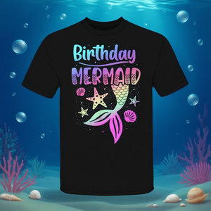 T-shirt sirène d'anniversaire pour filles et femmes, vêtements de fête - Product Image 3