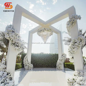 Chuppah de mariage moderne et élégante, grande porte blanche en forme de croix, arche de mariage, toile de fond pour salle de banquet - Product Image 1