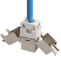 PUXIN kualitas tinggi 180 derajat Tool-Free CAT7 Keystone modul Jack 8P8C RJ45 tipe baru sepuluh Gigabit K Cabling Zinc Telecom bagian