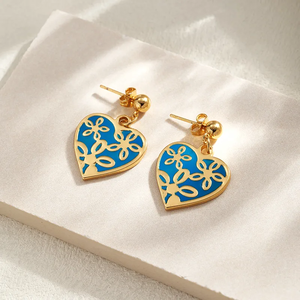 Pendientes de Corazón con Fuegos Artificiales al por Mayor para Mujer, Chapados en Oro PVD con Esmalte, Acero Inoxidable 304, Joyería de Moda - Product Image 4