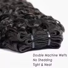 Pixie xoăn tóc con người bó dệt phần mở rộng 100% chưa qua chế biến tóc Trinh Nữ extensions15a đôi sợi ngang cho phụ nữ da đen - Product Image 3