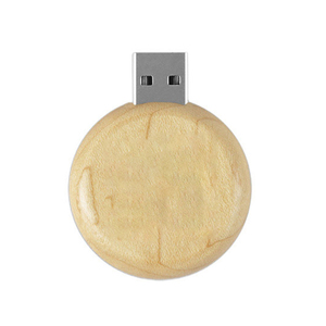 Pendrive USB redondo de madera Logotipo personalizado Caja de memoria USB de madera 3,0 2,0 64GB 16GB controlador de pulgar de bambú con llavero - Product Image 2
