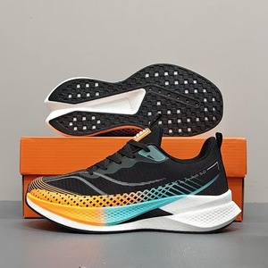 Fashion <b>Sneakers</b> Lace-Up Leather Upper Men's Women's Running Shoes Shock Absorption Marathon Training Breathable Rebound Shoes - Product Image 1
