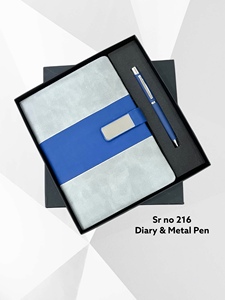 Premium <b>A5</b> PU Hardcover <b>Diary</b> and Metal Pen Set 100 Sheets UV Printing Notebook for Business Office Use Corporate Promotional - Product Image 1