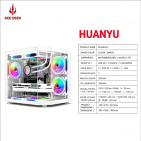 Boîtier de jeu Phantom Realm pour ordinateur de bureau, noir et blanc, en acrylique, format ATX, design double face, plusieurs emplacements pour ventilateurs