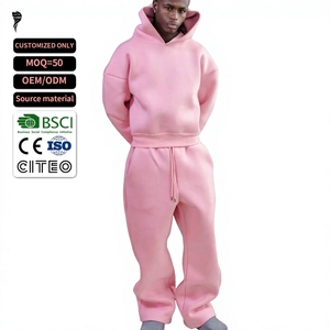 Conjunto Deportivo de 2 Piezas, Personalizado, de Alta Calidad, Sudadera con Capucha de Felpa de Algodón, Estilo Urbano, para Hombre, Talla Grande - Product Image 1