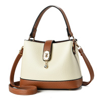 Sac seau en cuir PU pour femme, petit sac à main souple, bandoulière unique, sac fourre-tout, détails de couture, usage quotidien