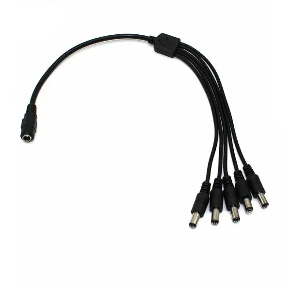 Cable divisor de corriente continua de 1 hembra a 5 macho, adaptador de salida para cámaras de seguridad CCTV Y luces de tira LED