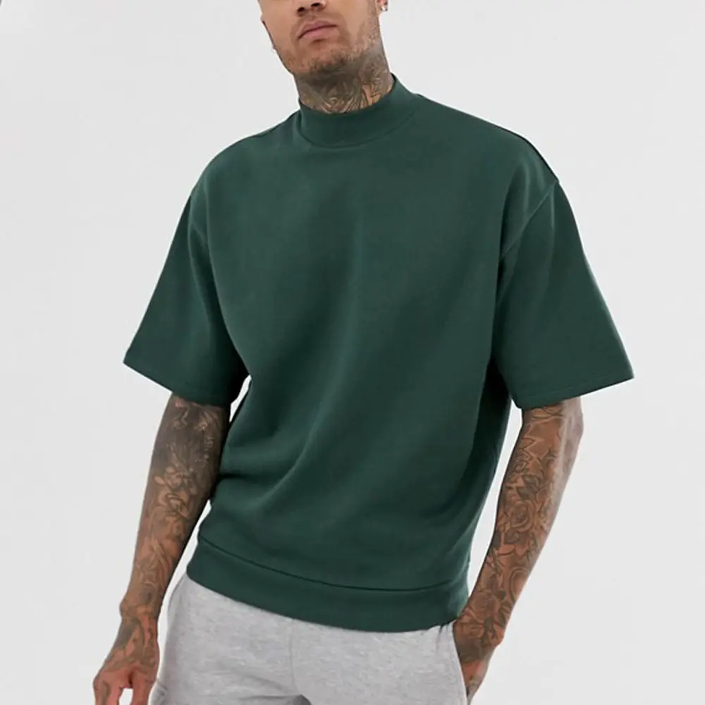 Высококачественная футболка большого размера на заказ, модная Толстая Тяжелая Футболка с принтом/вышивкой логотипа, футболки с высоким воротником