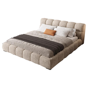 Lit King Size Personnalisé de Style Minimaliste Italien avec Rangement Intégré, Confort Cloud-Touch, Design en Tresse Plissée pour la Maison - Product Image 2