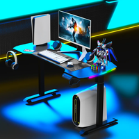 Bureau de jeu électrique à hauteur réglable Wquantum RGB Light avec support pour tasse pour usage au bureau