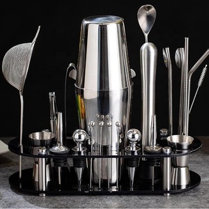 Ensemble de shaker à cocktails pour débutants, ensemble complet de bouilloires en acier inoxydable à manivelle manuelle pour la maison, cocktail professionnel - Product Image 3