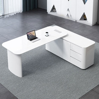 Mobilier de bureau moderne blanc en forme de L, utilisation pour 1 personne, bureau exécutif, bureau pour PDG