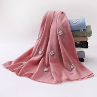 Écharpe Hijab en Chiffon Perlé à Fleurs et Strass, de Haute Qualité, pour Femmes Musulmanes Malaisiennes, Vente en Gros Sharut