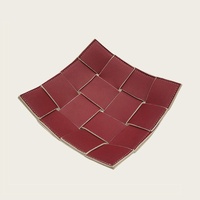 Accessoires de papeterie de bureau, Organisateur de rangement polyvalent pour table d'entrée et table de chevet, Plateau de bureau de luxe en cuir PU tressé