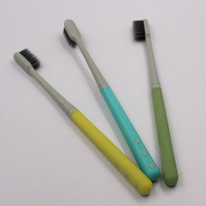 แปรงสีฟันถ่านไม้ไผ่ขนนุ่มแบบมินิมอล 19 ซม. สำหรับผู้ใหญ่ใช้ในบ้าน - Product Image 1