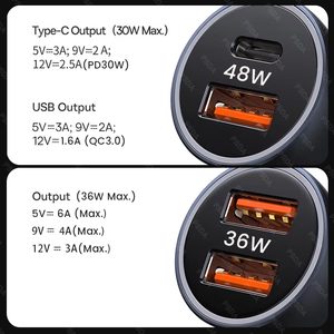 Cargador de coche de 48W, 2 puertos USB tipo C, cargador de encendedor de cigarrillos para coche, carga rápida para <span class=keywords><strong>iPhone</strong></span> 16, adaptador de corriente Xiaomi Samsung - Product Image 6