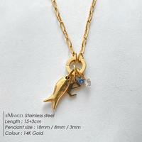 Pulsera de Cadena de Acero Inoxidable Chapada en Oro de 14K para Mujer, con Colgante de Delfín y Letra E, Zirconia Azul y Blanca, Joyería Emanco