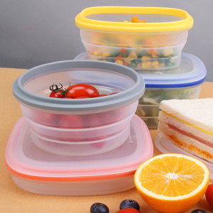 Microwave Kids Lunch Boxes Silicone Food Storage Container Kitchen Loncheras Bento Foldable Collapsible Silicone Lunch Box Set