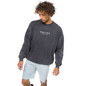 Sweat à capuche surdimensionné 100% coton pour homme haut de gamme Vintage Washed Black Streetwear Custom Grey Embroidery Fall New Collection Print - Product Image 1