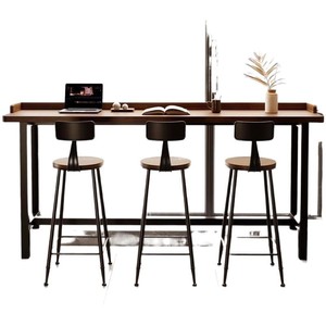 Solid Wood Balcony <b>Bar</b> <b>Table</b> Long Narrow High <b>Table</b> With Chair Set For Window Wall Durable - Product Image 5