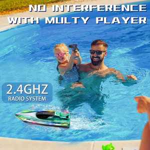 Bateau de course télécommandé V555 rapide avec lumières LED, étanche, haute vitesse, modèle de jouet pour piscine et lac - Product Image 6