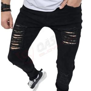 Jeans déchirés à la mode et à coupe ajustée-Pantalon en jean en coton populaire et personnalisé de haute qualité, de style urbain et mi-extensible pour hommes - Product Image 5