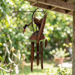 Carillon à vent en bambou naturel Gubuk Bali, motif oiseau charmant, fait main traditionnel, à suspendre, pour usage intérieur, baptême, Diwali, boîte de condoléances - Product Image 2