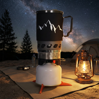 Réchaud à gaz portable coupe-vent 0,9 L en aluminium, kit de cuisine tout-en-un pour pique-nique, camping, randonnée et voyage