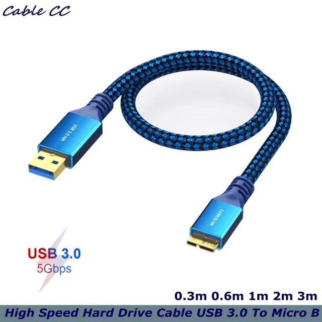 Heavy Duty High Speed Hard Drive Cable, USB 3.0 A to Micro B Compatible with Seagate, WD, Toshiba, Westgate, Samsung Galaxy S5,