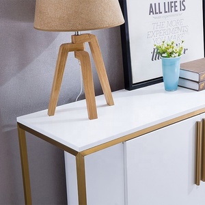 Table de <span class=keywords><strong>Console</strong></span> d'entrée moderne en acier inoxydable blanc et or avec rangement armoire à chaussures à 2 portes - Product Image 5