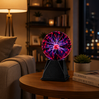 Mini Lampe Plasma Sphérique Portable à Contrôle Sonore, Globe Magique à Éclairs Statiques, Lampe Plasma de Table Nouveauté pour Cadeau de Fête ou d'Anniversaire
