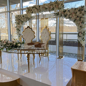 웨딩 장식 용품 아크릴 무대 웨딩 테이블 금속 배경 아치 스탠드 골드 배경 - Product Image 2