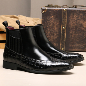 Bottines Chelsea classiques en cuir PU pour homme, confortables et de haute qualité, antidérapantes, chaussures d'hiver - Product Image 4