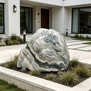 Pierre de paysage en granit vert veiné naturel, moderne, durable, pour jardin extérieur, élément décoratif pour lac, hôtel, villa - Product Image 4