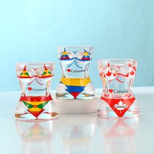 Vasos de chupito de 2oz (55ml) para vodka con logo personalizado, diseño de bikini y bandera, vasos de vino en blanco para personalizar - Product Image 4