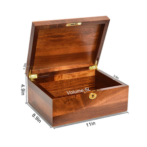 Hộp gỗ 100% keo lưu trữ với khóa làm bằng tay với bản lề nắp lớn Retro Thiết kế hộp gỗ cho lưu niệm - Product Image 5