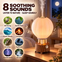 Diffuseur d'arômes en forme de montgolfière 260 ml, ultrasonique, lumière d'ambiance colorée, bruit blanc, humidificateur d'aromathérapie pour le sommeil avec haut-parleur Bluetooth