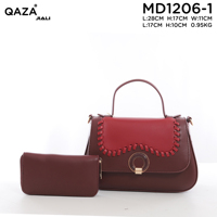 Ensemble de sacs à main pour femme QAZA en cuir PU, avec rabat à points de surpiqûre ondulés, fermoir anneau bicolore, poignée supérieure et bandoulière, multi-positions, vente en gros
