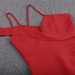 OEM Red Bustier Halter Off Shoulder Split Ropa De Mujer Vetement Femme Vestidos <span class=keywords><strong>Dama</strong></span> Vestidos De salón Fiesta Vestido vendado - Product Image 6