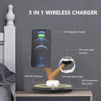 Support de charge sans fil magnétique 3-en-1 15W avec conception ignifuge pour téléphone, montre connectée et écouteurs