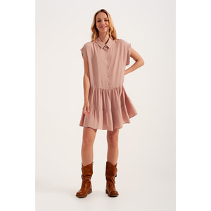 Abito chemisier con orlo a strati in rosa chiaro - Product Image 4