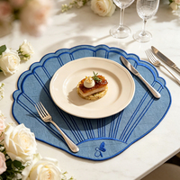 Napperons personnalisables en tissu brodé, napperons de table en forme d'éventail de qualité supérieure, idéaux pour les mariages, les fêtes, les banquets et les événements d'anniversaire
