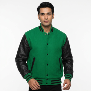 2025 Manufacturer Designer Fashion Leather Sleeve Spring Letterman Jacket <b>Men</b> Wholesale Custom Blank Varsity Jacket - Product Image 1