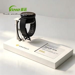 แท่นวางนาฬิกาอัจฉริยะแบบมินิมอลสีขาวทันสมัย พร้อมช่องใส่การ์ดข้อมูล สำหรับร้านค้าปลีก - Product Image 1