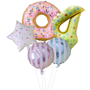 Ensemble de ballons numérotés en aluminium colorés en forme de beignets, décoration de fête, ballons lettres pour anniversaire - Product Image 5