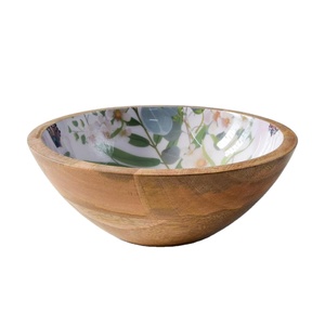 <b>Mango</b> <b>Wood</b> Painted Serving <b>Bowl</b> - Product Image 1